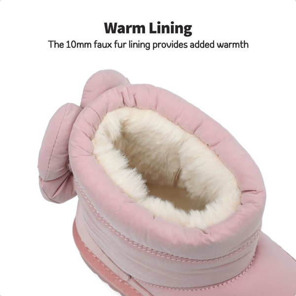 Girls Non-Slip Faux Fur Snow Boots - PINK - 3